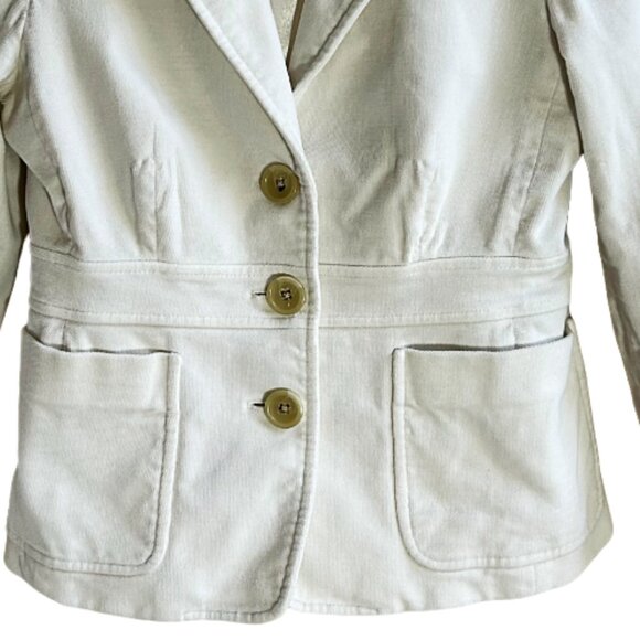 Banana Republic Stretch Cotton Twill Ivory Cream Blazer Jacket Size 4 - Picture 2 of 7